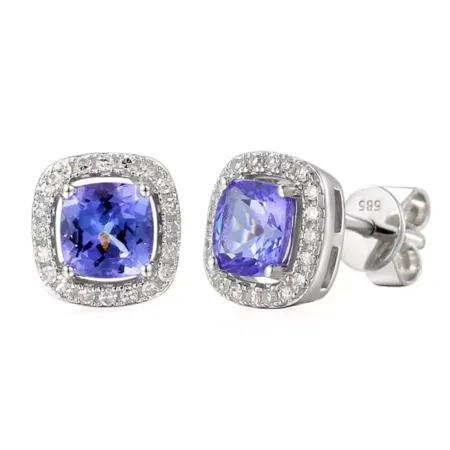 KOLCZYKI 14K TANZANIT DIAMENTY BIAŁE ZŁOTO SZTYFT KOLCZYKI 14K TANZANIT DIAMENTY BIAŁE ZŁOTO SZTYFT