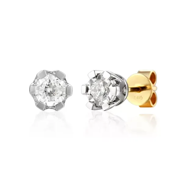 KOLCZYKI BRYLANTY 585 SZTYFT DWUKOLOROWE 0,17 ct