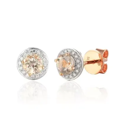 ZŁOTE KOLCZYKI 585 MORGANIT DIAMENTY SZTYFT ZŁOTE KOLCZYKI 585 MORGANIT DIAMENTY SZTYFT