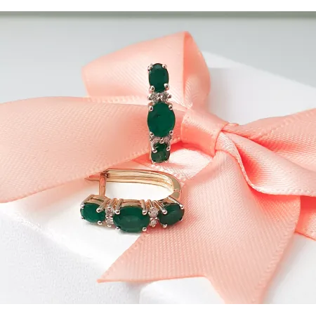 Kolczyki 585 Szmaragd Diamenty Angielskie Zapięcie Kolczyki 585 Szmaragd Diamenty Angielskie Zapięcie