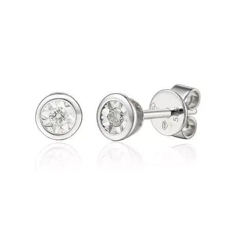 KOLCZYKI DIAMENTY 585 SZTYFT DWUKOLOROWE 0,04ct