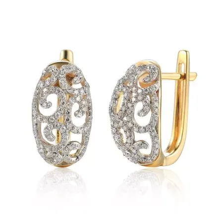 Złote Eleganckie 14K Kolczyki Diamenty Angielskie Złote Eleganckie 14K Kolczyki Diamenty Angielskie
