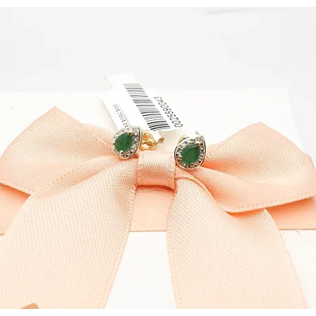 Złote Kolczyki 585 Łezki Szmaragd Diamenty Sztyft Złote Kolczyki 585 Łezki Szmaragd Diamenty Sztyft