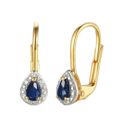 Złote Kolczyki Łezki Szafiry Diamenty 585 Patentka Złote Kolczyki Łezki Szafiry Diamenty 585 Patentka