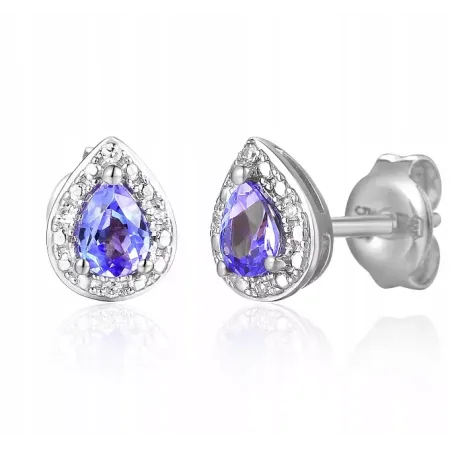 ZŁOTE 585 KOLCZYKI ŁEZKI TANZANITY I DIAMENTY ZŁOTE 585 KOLCZYKI ŁEZKI TANZANITY I DIAMENTY