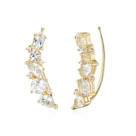 Kolczyki Nausznice Biały Topaz Diamenty pr 585 Kolczyki Nausznice Biały Topaz Diamenty pr 585