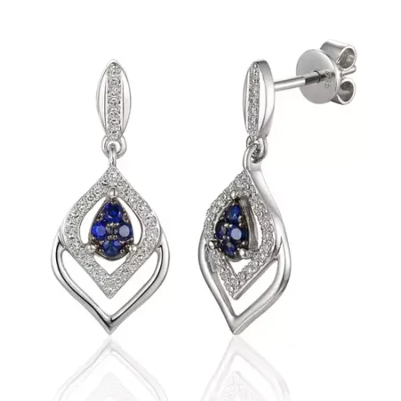 Kolczyki Szafir Diamenty Białe Złoto Sztyft pr 585 Kolczyki Szafir Diamenty Białe Złoto Sztyft pr 585