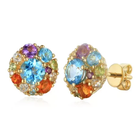 Złote 585 Kolczyki Ametyst Topaz Cytryn Brylanty Złote 585 Kolczyki Ametyst Topaz Cytryn Brylanty