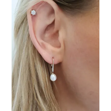 ZŁOTE 14K 585 KOLCZYKI PERŁY z DIAMENTAMI ZŁOTE 14K 585 KOLCZYKI PERŁY z DIAMENTAMI