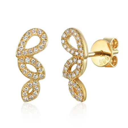 ZŁOTE KOLCZYKI LISTKI DIAMENTY SZTYFT pr 585 ZŁOTE KOLCZYKI LISTKI DIAMENTY SZTYFT pr 585