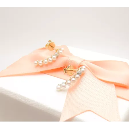 Eleganckie Kolczyki Perły Diamenty 585 Sztyft Eleganckie Kolczyki Perły Diamenty 585 Sztyft