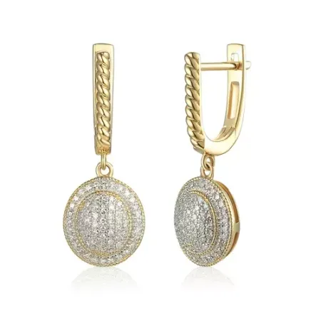 Złote Kolczyki Diamenty Angielskie Zapięcie pr 585 Złote Kolczyki Diamenty Angielskie Zapięcie pr 585