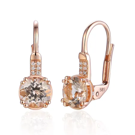 Kolczyki Morganit i Diamenty Patentka Próba 585 Kolczyki Morganit i Diamenty Patentka Próba 585