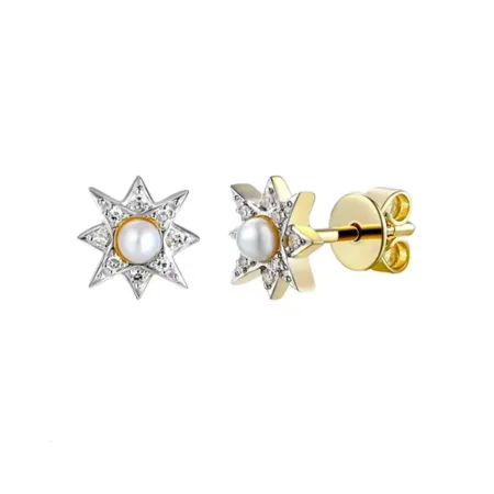 KOLCZYKI 585 PERŁY DIAMENTY SZTYFT NA PREZENT KOLCZYKI 585 PERŁY DIAMENTY SZTYFT NA PREZENT