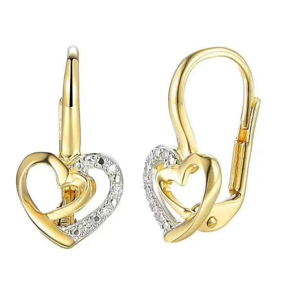 ZŁOTE 14K 585 KOLCZYKI DIAMENTY SERCE
