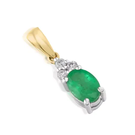 Złota Zawieszka Szmaragd Diamenty Próba 585 Złota Zawieszka Szmaragd Diamenty Próba 585