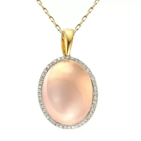 ZAWIESZKA RÓŻOWY KWARC I DIAMENTY ZAWIESZKA RÓŻOWY KWARC I DIAMENTY