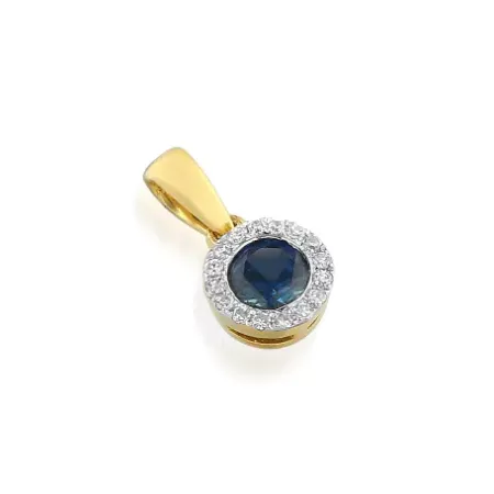 ZŁOTA ZAWIESZKA SZAFIR I DIAMENTY PRÓBA 585 ZŁOTA ZAWIESZKA SZAFIR I DIAMENTY PRÓBA 585