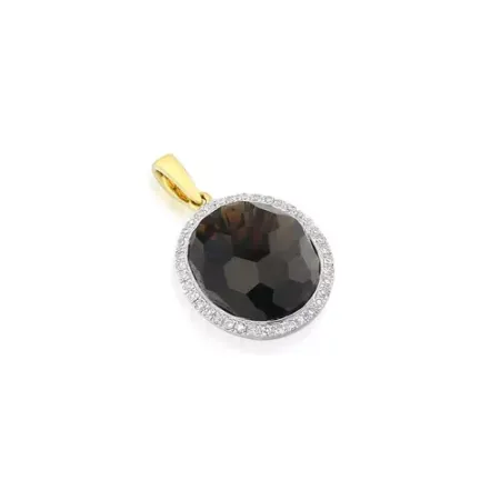 ZŁOTA 14K ZAWIESZKA KWARC DYMNY DIAMENTY ZŁOTA 14K ZAWIESZKA KWARC DYMNY DIAMENTY