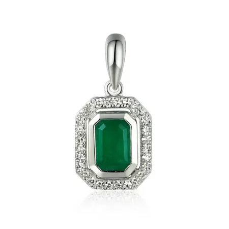 Zawieszka Szmaragd Diamenty Białe Złoto Próba 585 Zawieszka Szmaragd Diamenty Białe Złoto Próba 585