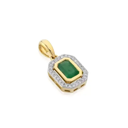 Złota 585 Zawieszka Szmaragd Diamenty na Prezent Złota 585 Zawieszka Szmaragd Diamenty na Prezent