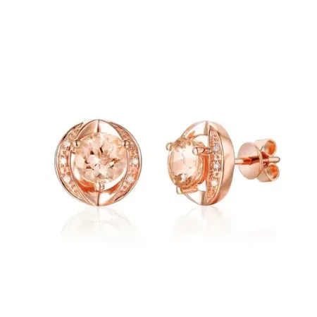 RÓŻOWE KOLCZYKI MORGANIT DIAMENTY SZTYFT pr 585 RÓŻOWE KOLCZYKI MORGANIT DIAMENTY SZTYFT pr 585