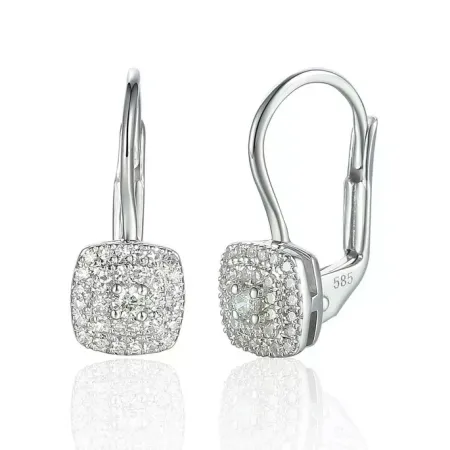 Modne 14K Kolczyki Diamenty Białe Złoto Prezent Modne 14K Kolczyki Diamenty Białe Złoto Prezent