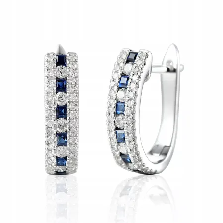 KOLCZYKI SZAFIRY DIAMENTY BIAŁE ZŁOTO PRÓBA 585 KOLCZYKI SZAFIRY DIAMENTY BIAŁE ZŁOTO PRÓBA 585