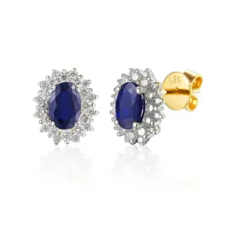 ZŁOTE 14K KOLCZYKI SZAFIR DIAMENTY SZTYFT ZŁOTE 14K KOLCZYKI SZAFIR DIAMENTY SZTYFT