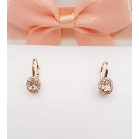 RÓŻOWY 585 KOLCZYKI MORGANIT DIAMENTY PATENTKA RÓŻOWY 585 KOLCZYKI MORGANIT DIAMENTY PATENTKA