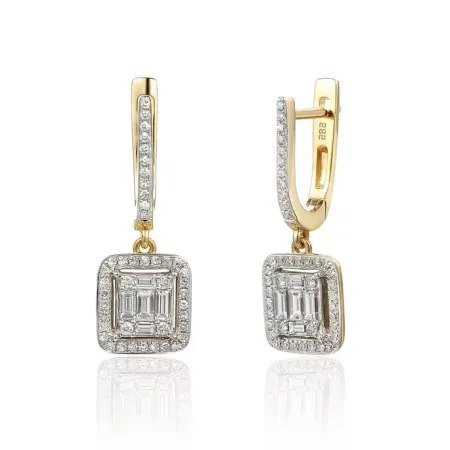 Złote Kolczyki Diamenty Zapięcie Angielskie pr 585 Złote Kolczyki Diamenty Zapięcie Angielskie pr 585