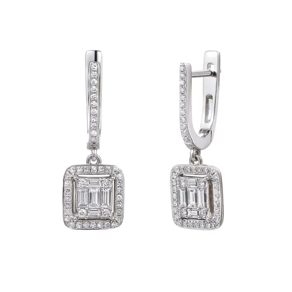 Eleganckie 14K Kolczyki Diamenty Białe Złoto