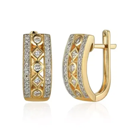 Eleganckie 14K Kolczyki z Diamentami Angielskie Eleganckie 14K Kolczyki z Diamentami Angielskie