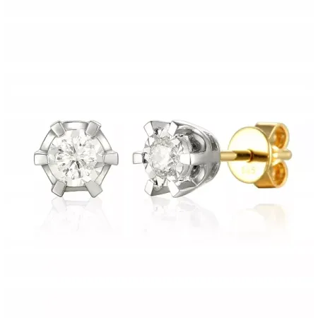 KOLCZYKI 585 BRYLANTY 0.36ct ŻÓŁTO BIAŁE ZŁOTO
