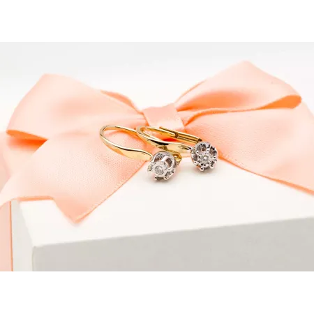 ZŁOTE 14K KOLCZYKI Z BRYLANTAMI 0,08ct PATENTKA