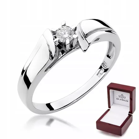 Pierścionek 585 Białe Złoto Brylant 0,12ct Prezent Pierścionek 585 Białe Złoto Brylant 0,12ct Prezent