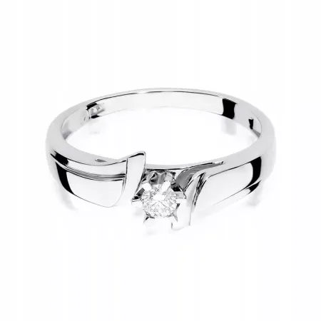 Pierścionek 585 Białe Złoto Brylant 0,12ct Prezent Pierścionek 585 Białe Złoto Brylant 0,12ct Prezent