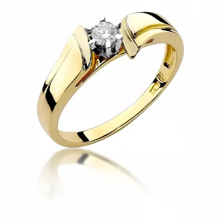 Pierścionek 585 Białe Złoto Brylant 0,12ct Prezent Pierścionek 585 Białe Złoto Brylant 0,12ct Prezent