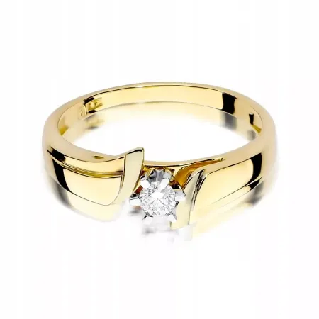 Pierścionek 585 Białe Złoto Brylant 0,12ct Prezent Pierścionek 585 Białe Złoto Brylant 0,12ct Prezent