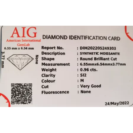 Moissanite 0,96ct + Certyfikat