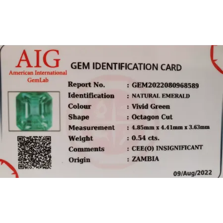 Szmaragd Naturany 0,54 ct + Certyfikat