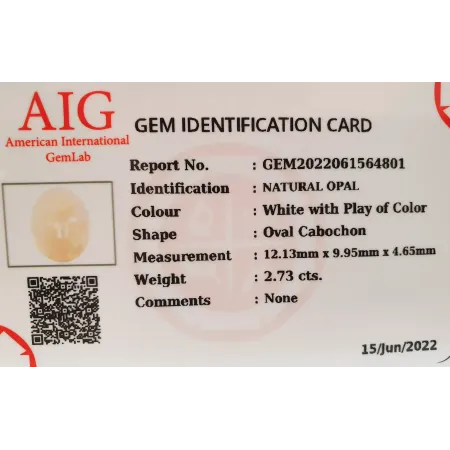 Naturalny Opal 2,73ct + Certyfikat