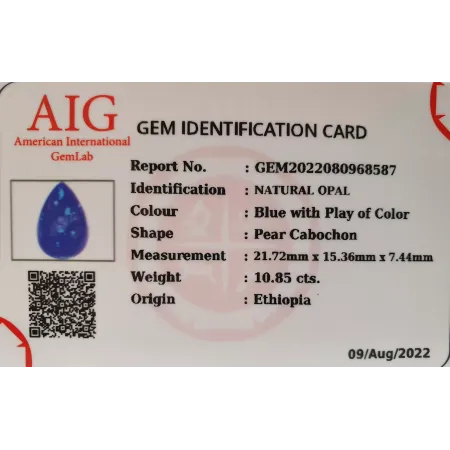 Opal Naturalny 10,85ct + Certyfikat