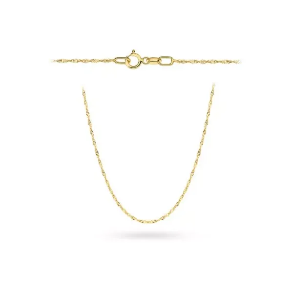 Złoty Damski 585 Łańcuszek Singapur 45cm
