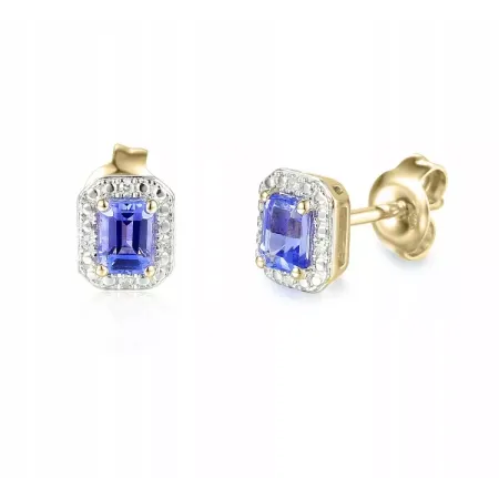 ZŁOTE 585 KOLCZYKI Z TANZANITEM I DIAMENTAMI ZŁOTE 585 KOLCZYKI Z TANZANITEM I DIAMENTAMI