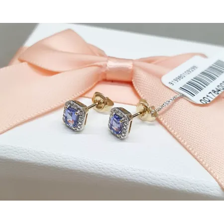 ZŁOTE 585 KOLCZYKI Z TANZANITEM I DIAMENTAMI ZŁOTE 585 KOLCZYKI Z TANZANITEM I DIAMENTAMI