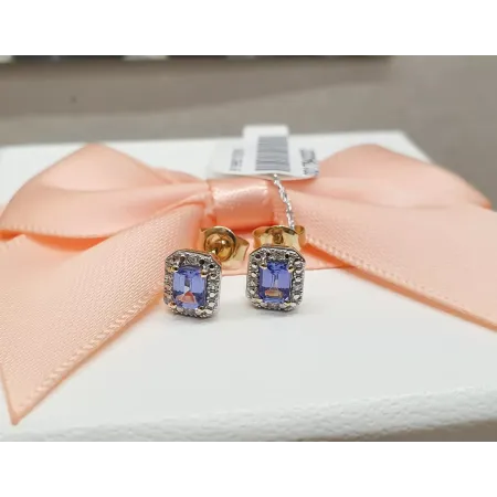 ZŁOTE 585 KOLCZYKI Z TANZANITEM I DIAMENTAMI ZŁOTE 585 KOLCZYKI Z TANZANITEM I DIAMENTAMI