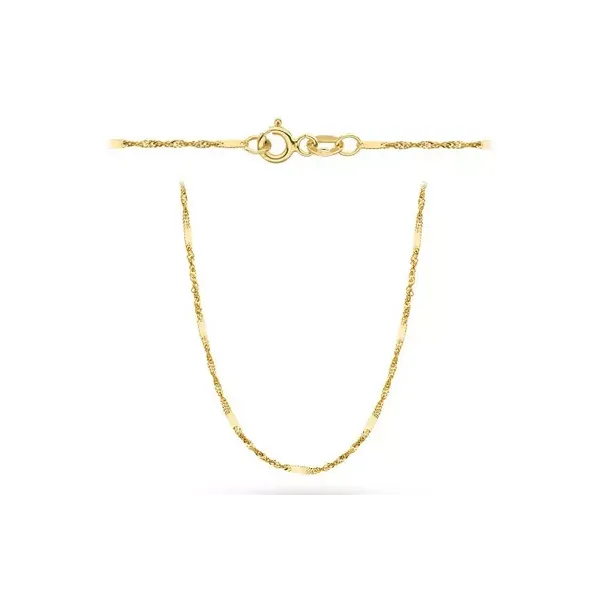 Złoty 585 Łańcuszek Singapur 45cm z Blaszkami