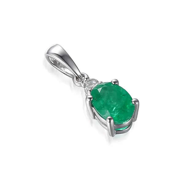 Zawieszka Białe Złoto Szmaragd Diament pr 585