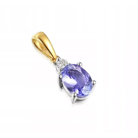 ZAWIESZKA 585 TANZANIT DIAMENTY DWUKOLOROWA ZAWIESZKA 585 TANZANIT DIAMENTY DWUKOLOROWA